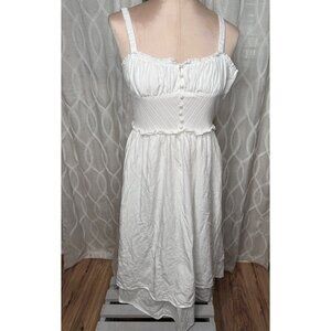 White Commense Milkmaid Corset babydoll S lined Midi Dress Cottagecore Feminine